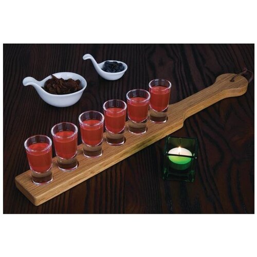 CHRselect Plateau de Service pour Verres à Liqueur | Bois | 500x60x20(h)mm