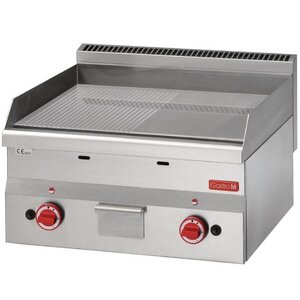 Gastro M Plancha | Gaz naturel | Plaque demi lisse demi rainurée | Chromée | 300x600x280mm