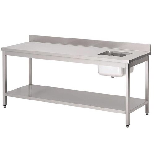 Gastro M Table du Chef | avec bac à droite | Dosseret | 850x1200x700mm Gastro M Table du Chef | avec bac à droite | Dosseret | 850x1200x700mm