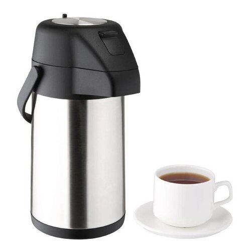 CHRselect Pichet à Pompe | avec Bouton Poussoir | Inox | 1900ml | Ø195x 325(h)mm