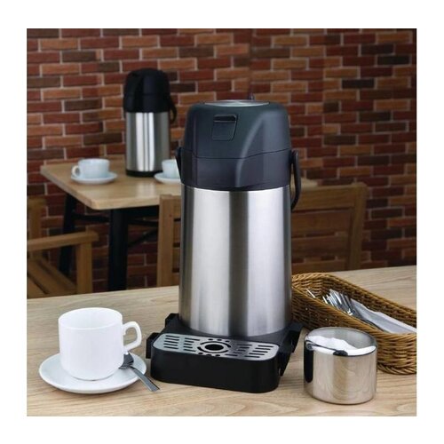 CHRselect Pichet à Pompe | avec Bouton Poussoir | Inox | 1900ml | Ø195x 325(h)mm