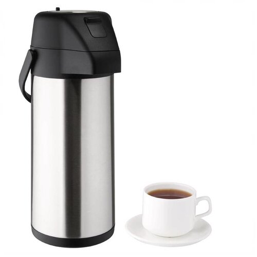 CHRselect Pichet à Pompe | avec Bouton Poussoir | Inox | 3000ml | Ø195x 395(h)mm