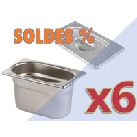 Set de 6 Bacs GN 1/9 avec Couvercles | 100mm Profonddeur |PROMOTION XXL!