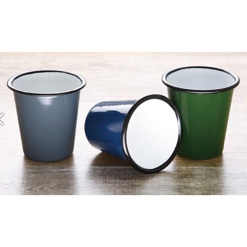 CHRselect Gobelets en Acier Emaillé |  Gris et Noir  | Olympia 310ml |  90(H) x 90(Ø)mm | Lot de 6
