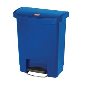 Rubbermaid Poubelle à Pédale | Frontale large | Slim Jim Step-On | Rubbermaid Bleue | 30L  | 565(H) x 496(L) x 311(P)mm