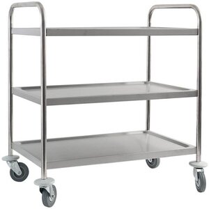 Stalgast Chariot de Service Inox | 3 Etagères | 920x540x860mm
