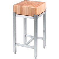 Billot de Boucher en Bois | Support INOX | 500x400x800(h)mm