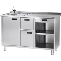 Meuble pour Machine à Café | avec Egouttoir et Evier | 1500x700x(h)1000mm