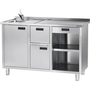 Stalgast Meuble pour Machine à Café | avec Egouttoir et Evier | 1500x700x(h)1000mm