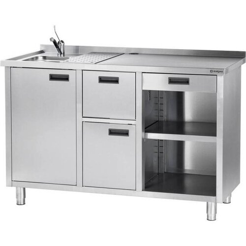 Stalgast Meuble pour Machine à Café | avec Egouttoir et Evier | 1500x700x(h)1000mm