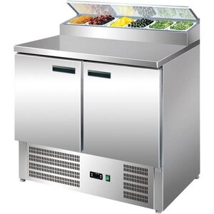 Stalgast Comptoir Réfrigéré | 2 Portes | avec Support Bacs Inox | 257L | 900x700x1070mm