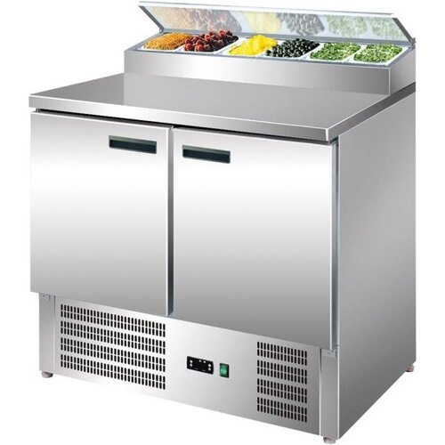 Stalgast Comptoir Réfrigéré | 2 Portes | avec Support Bacs Inox | 257L | 900x700x1070mm