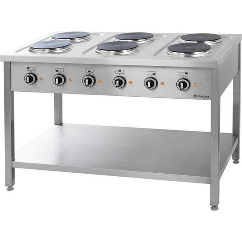 Stalgast Cuisinière Electrique | 15,6 KW | 6x 2,6 kW | 1200x700x(h)850mm