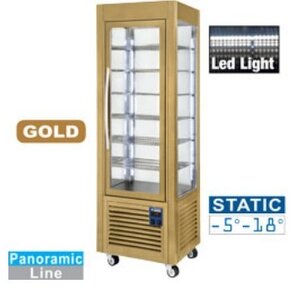Diamond Vitrine Panoramique | 5 niveaux, 360 LT | Couleur or |  600x630xh1850mm