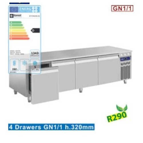 Diamond Soubassement Réfrigéré | 4 Tiroirs GN 1/1-h 200 mm | 2000x700xh630/650mm Diamond Soubassement Réfrigéré | 4 Tiroirs GN 1/1-h 200 mm | 2000x700xh630/650mm
