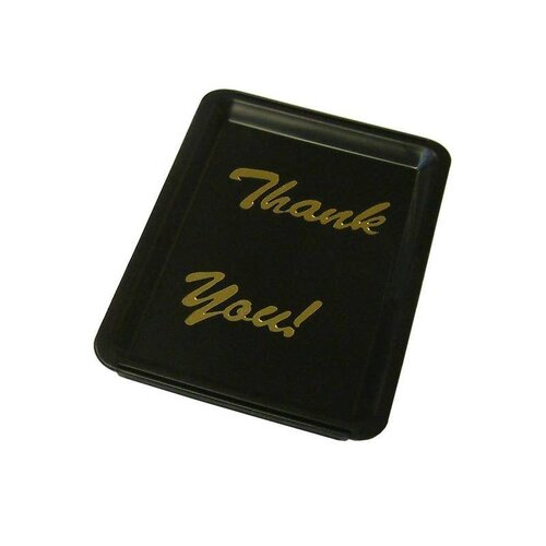 Bar Professional Plateau | avec Inscriptions 'Thank You' | Lettres Dorées | Noir | 160x110x(h)15mm