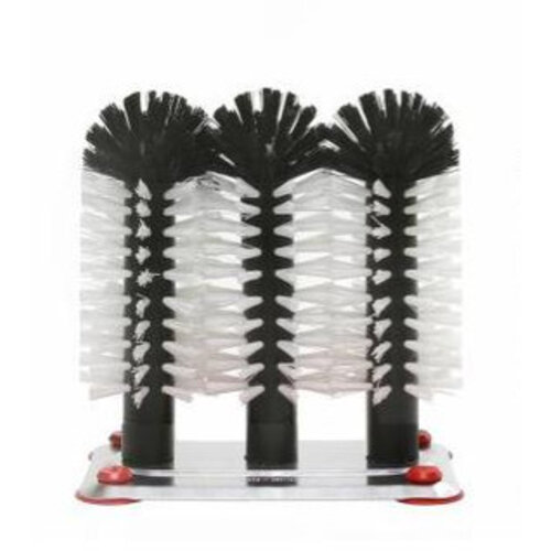Bar Professional Brosses de Rinçage | Pied Aluminium | 3 Brosses | 3x180mm Bar Professional Brosses de Rinçage | Pied Aluminium | 3 Brosses | 3x180mm