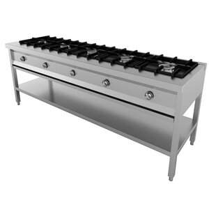 Combisteel Cuisinière Gaz | 5 Brûleurs 6,5 kW | 2080x600x(H)800mm