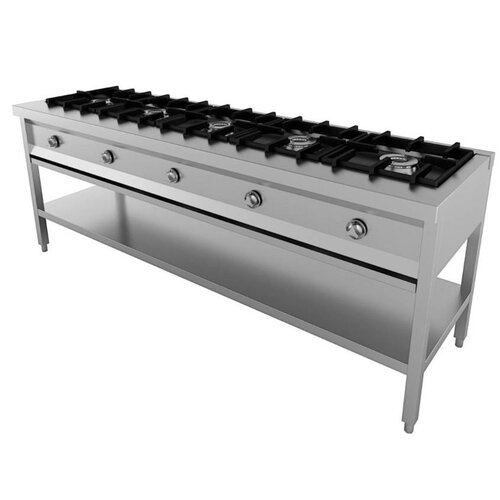Combisteel Cuisinière Gaz | 5 Brûleurs 6,5 kW | 2080x600x(H)800mm