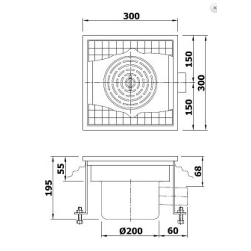 Combisteel Grille de Plancher 300 | 300x300x(H)195mm