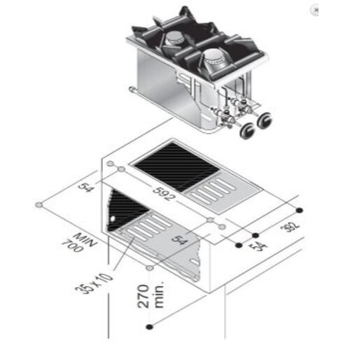 Combisteel Unité de Cuisson | Cuisinière à Gaz 4 Brûleurs | 18 kW | 600x600x(H)270mm Combisteel Unité de Cuisson | Cuisinière à Gaz 4 Brûleurs | 18 kW | 600x600x(H)270mm