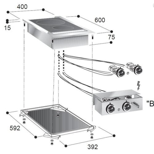 Combisteel Unité de Cuisson | Cuisinière en Céramique 2 Zones | 8,2 kW | 400x600x(H)260mm