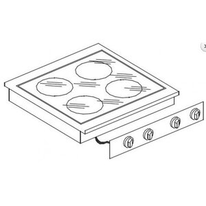 Combisteel Unité de Cuisson | Cuisinière en Céramique 4 Zones | 8,2 kW | 600x600x(H)260mm