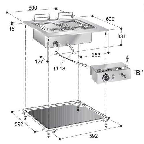 Combisteel Cuiseur à Pâtes Electrique | 28 Litres | 9 kW | 600x600x(H)331mm