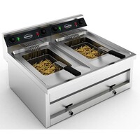 Friteuse Electrique | Modèle de Table | 2x12 Litres | 2x9 kW | 800x700x(H)328mm