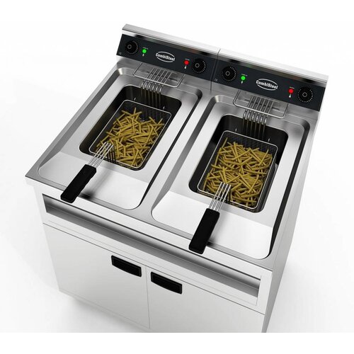 Combisteel Friteuse Electrique | Modèle Autonome | 2x12 Litres | 2x9 kW | 800x700x(H)850mm
