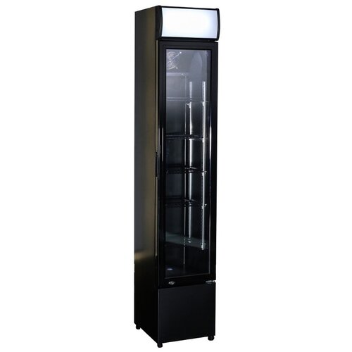 Combisteel Vitrine Réfrigérée | Noir | Porte en Verre | 105 Litres | Modèle Etroit | 360x422x(H)1880mm