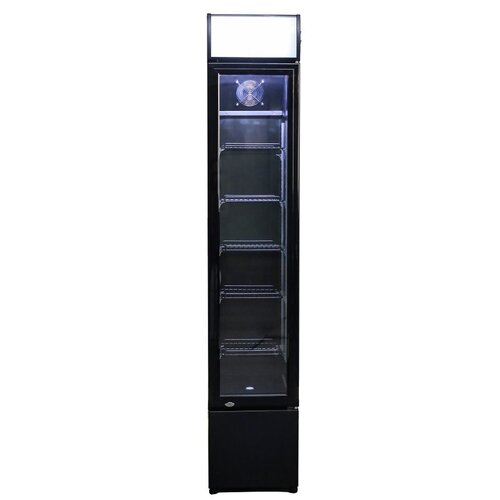 Combisteel Vitrine Réfrigérée | Noir | Porte en Verre | 105 Litres | Modèle Etroit | 360x422x(H)1880mm