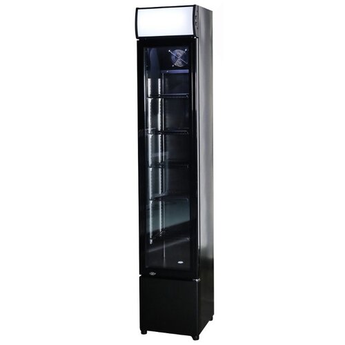 Combisteel Vitrine Réfrigérée | Noir | Porte en Verre | 105 Litres | Modèle Etroit | 360x422x(H)1880mm