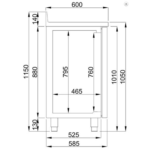 Combisteel Comptoir Réfrigéré | Inox | 2 Portes | 550 Litres | 1580x600x(H)1050mm