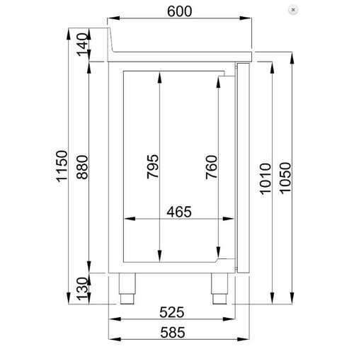 Combisteel Comptoir Réfrigéré | Inox | 3 Portes | 632 Litres | 2135x600x(H)1050mm