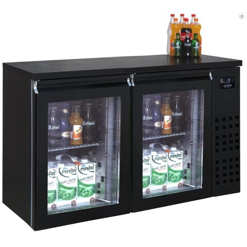 Combisteel Réfrigérateur de Bar | Noir  | 2 Portes en Verre | 320 Litres | 1380x550x(H)950mm