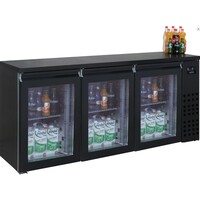 Réfrigérateur de Bar | Noir  | 3 Portes en Verre | 500 Litres | 1940x550x(H)950mm