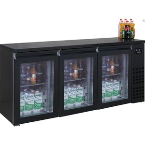 Combisteel Réfrigérateur de Bar | Noir | 3 Portes en Verre | 500 Litres | 1940x550x(H)950mm Combisteel Réfrigérateur de Bar | Noir | 3 Portes en Verre | 500 Litres | 1940x550x(H)950mm