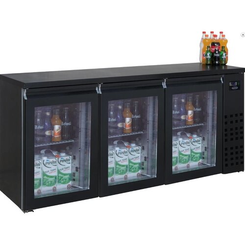 Combisteel Réfrigérateur de Bar | Noir | 3 Portes en Verre | 500 Litres | 1940x550x(H)950mm Combisteel Réfrigérateur de Bar | Noir | 3 Portes en Verre | 500 Litres | 1940x550x(H)950mm