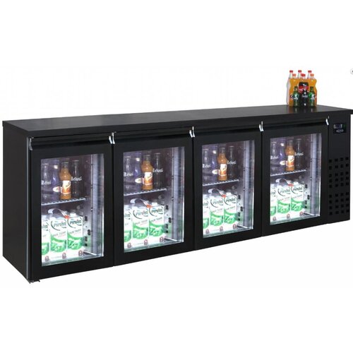 Combisteel Réfrigérateur de Bar | Noir | 4 Portes en Verre | 680 Litres | 2490x550x(H)950mm Combisteel Réfrigérateur de Bar | Noir | 4 Portes en Verre | 680 Litres | 2490x550x(H)950mm