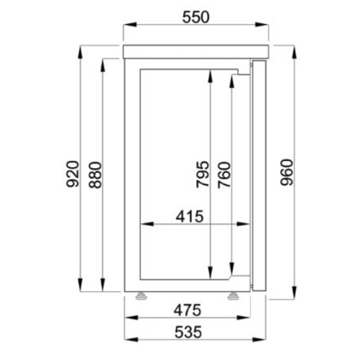 Combisteel Réfrigérateur de Bar | Noir  | 4 Portes en Verre | 680 Litres | 2490x550x(H)950mm