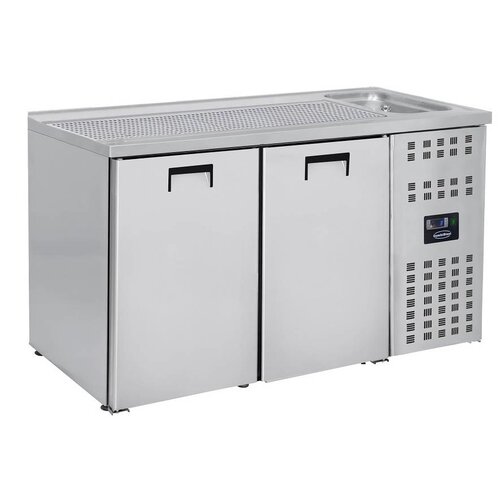 Combisteel Refroidisseur de Bière | 2 Portes | avec Evier à Droite (300x500mm) | 1550x700x(H)960mm