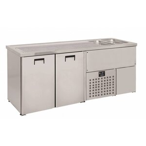 Combisteel Refroidisseur de Bière | 2 Portes | Double Evier à Droite (300x500mm) | 1950x700x(H)960mm