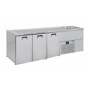 Combisteel Refroidisseur de Bière | 3 Portes | Double Evier à Droite (300x500mm) | 2500x700x(H)960mm
