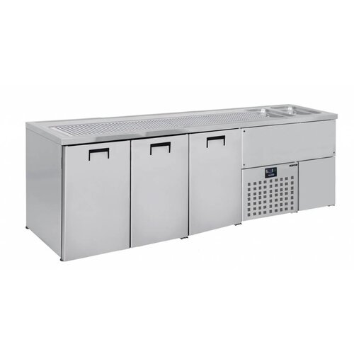 Combisteel Refroidisseur de Bière | 3 Portes | Double Evier à Droite (300x500mm) | 2500x700x(H)960mm