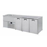 Refroidisseur de Bière | 3 Portes | Double Evier à Gauche (300x500mm) | 1950x700x(H)960mm