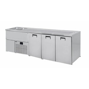 Combisteel Refroidisseur de Bière | 3 Portes | Double Evier à Gauche (300x500mm) | 1950x700x(H)960mm