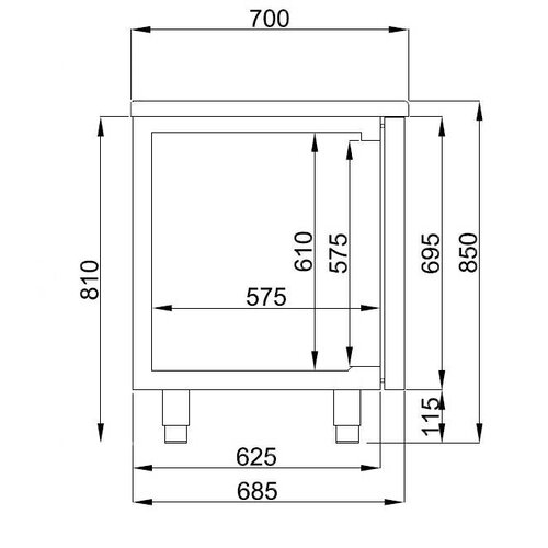 Combisteel Comptoir Réfrigéré | Pro Line | 1 Porte et 2 Tiroirs | 251 Litres | 1300x700x(H)850mm