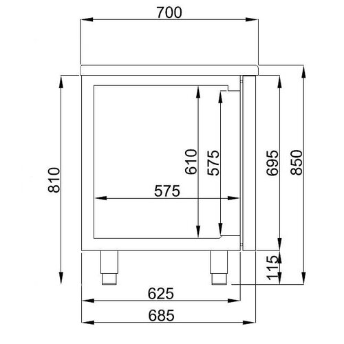 Combisteel Comptoir Réfrigéré | Pro Line | 3 Portes et 2 Tiroirs | 632 Litres | 2270x700x(H)850mm