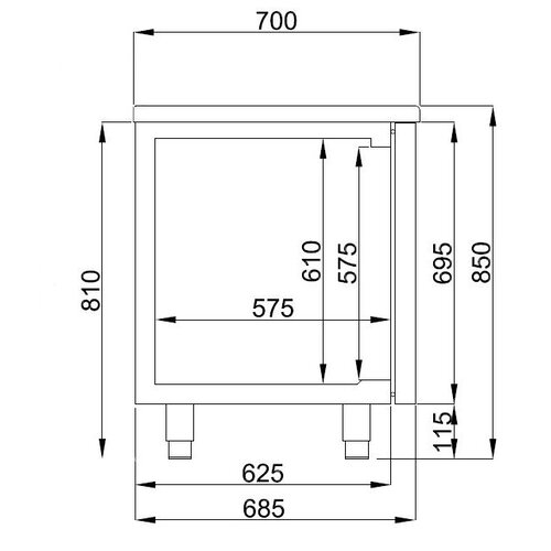 Combisteel Comptoir Réfrigéré | Pro Line | 1 Porte et 4 Tiroirs | 474 Litres | 1785x700x(H)850mm